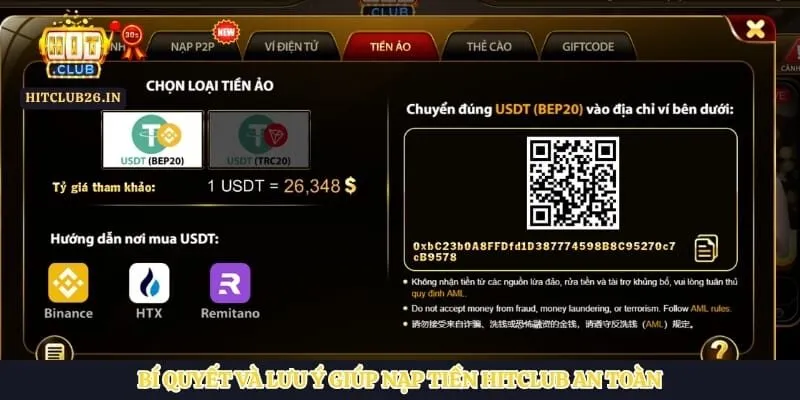 Bí quyết và lưu ý giúp nạp tiền Hitclub an toàn