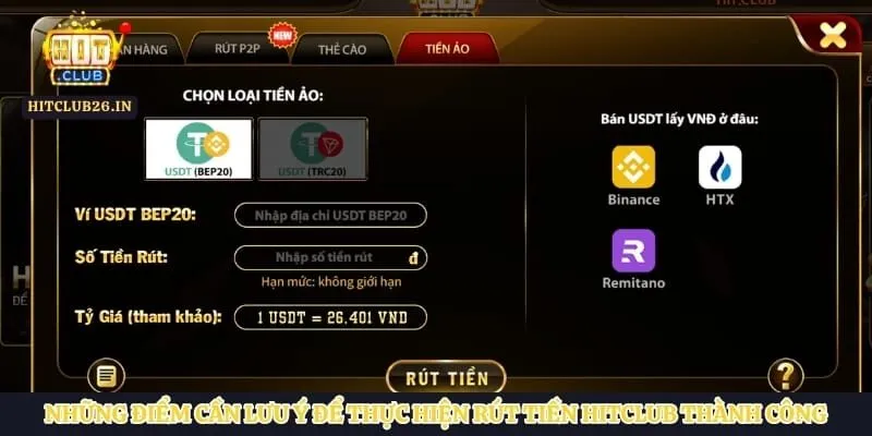 Rút tiền Hitclub 4 Những điểm cần lưu ý để thực hiện rút tiền Hitclub thành công